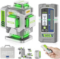Huepar Pro Nivel láser 360 autonivelante, 4x360° verde Cross Line juego de herramientas láser con receptor para uso al aire libre y larga distancia hasta 660 pies