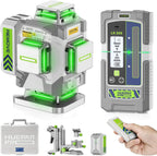 Huepar Pro Nivel láser 360 autonivelante, 4x360° verde Cross Line juego de herramientas láser con receptor para uso al aire libre y larga distancia hasta 660 pies