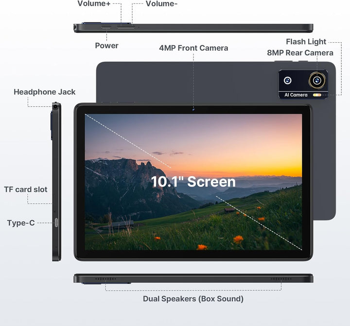 Tableta de 10,1 pulgadas, tableta Android 16 con 12 GB de RAM 64 GB...
