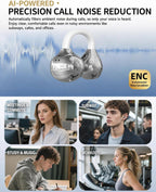 Auriculares inalámbricos con clip de oreja abierta, auriculares inalámbricos Bluetooth 6.3, estuche de carga inalámbrica y pantalla de alimentación LED, auriculares de fitness impermeables para correr
