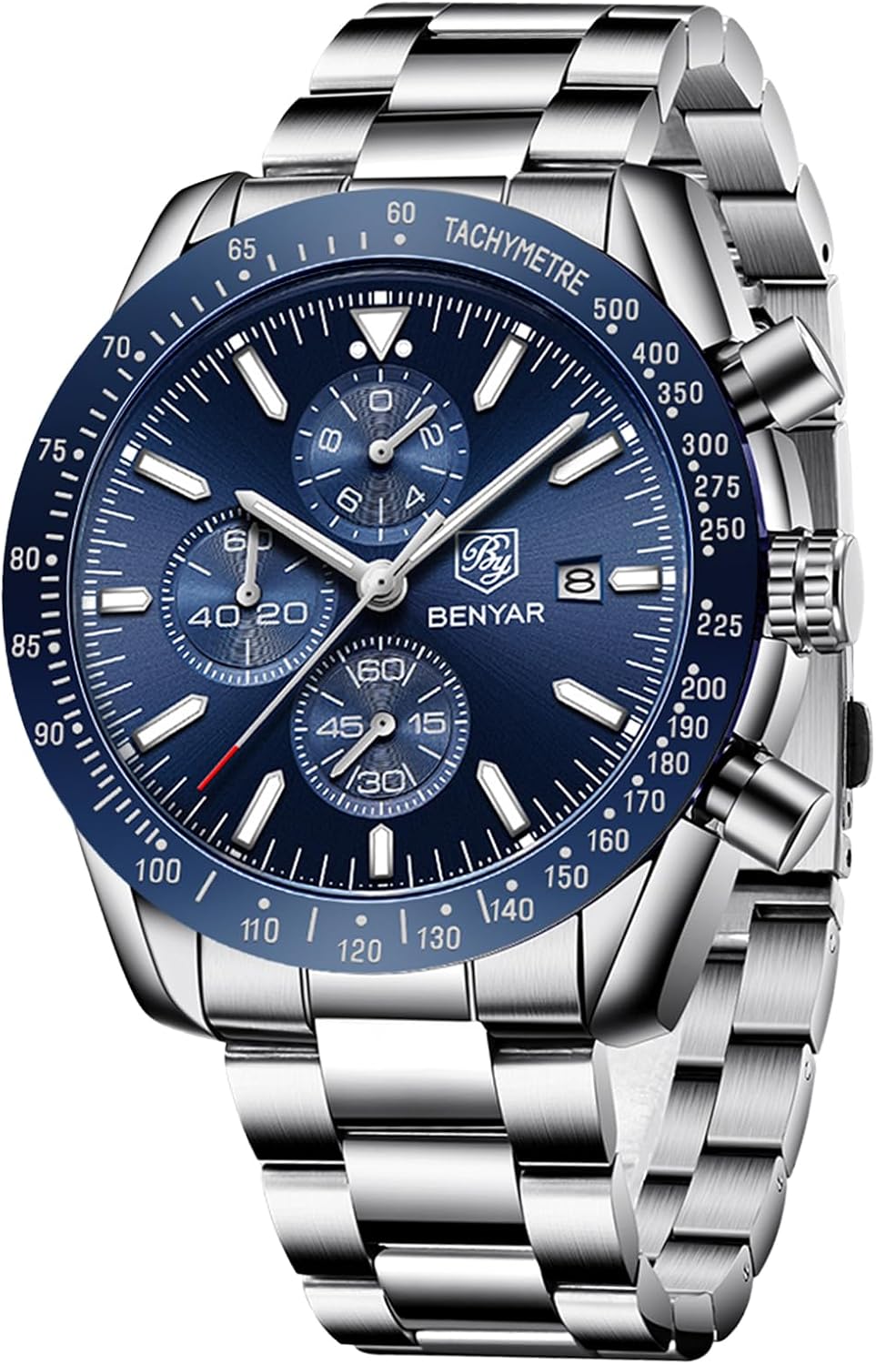 BENYAR Relojes de pulsera para hombre, cronógrafo analógico, de cuarzo, impermeables, para negocios, trabajo, casual, deportivo, con calendario