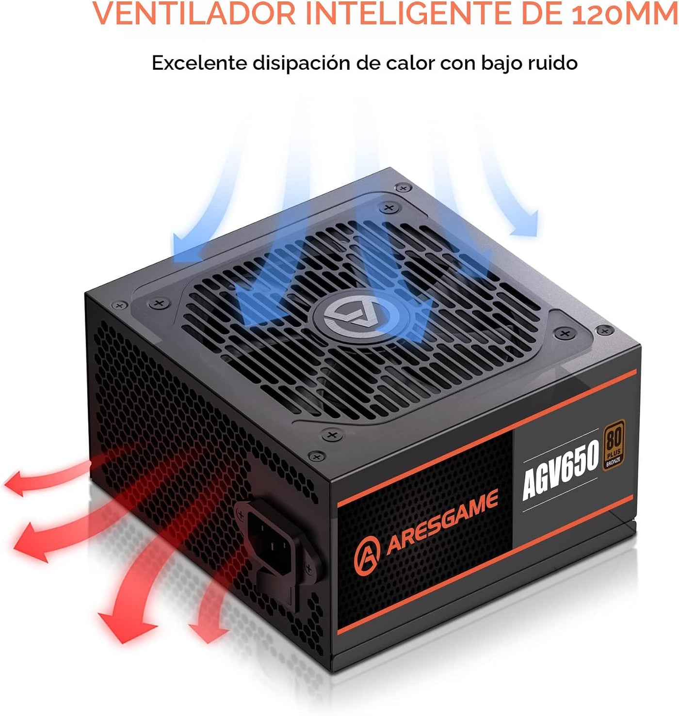 ARESGAME Fuente de alimentación AGV Series 650W, certificado 80 Plu...
