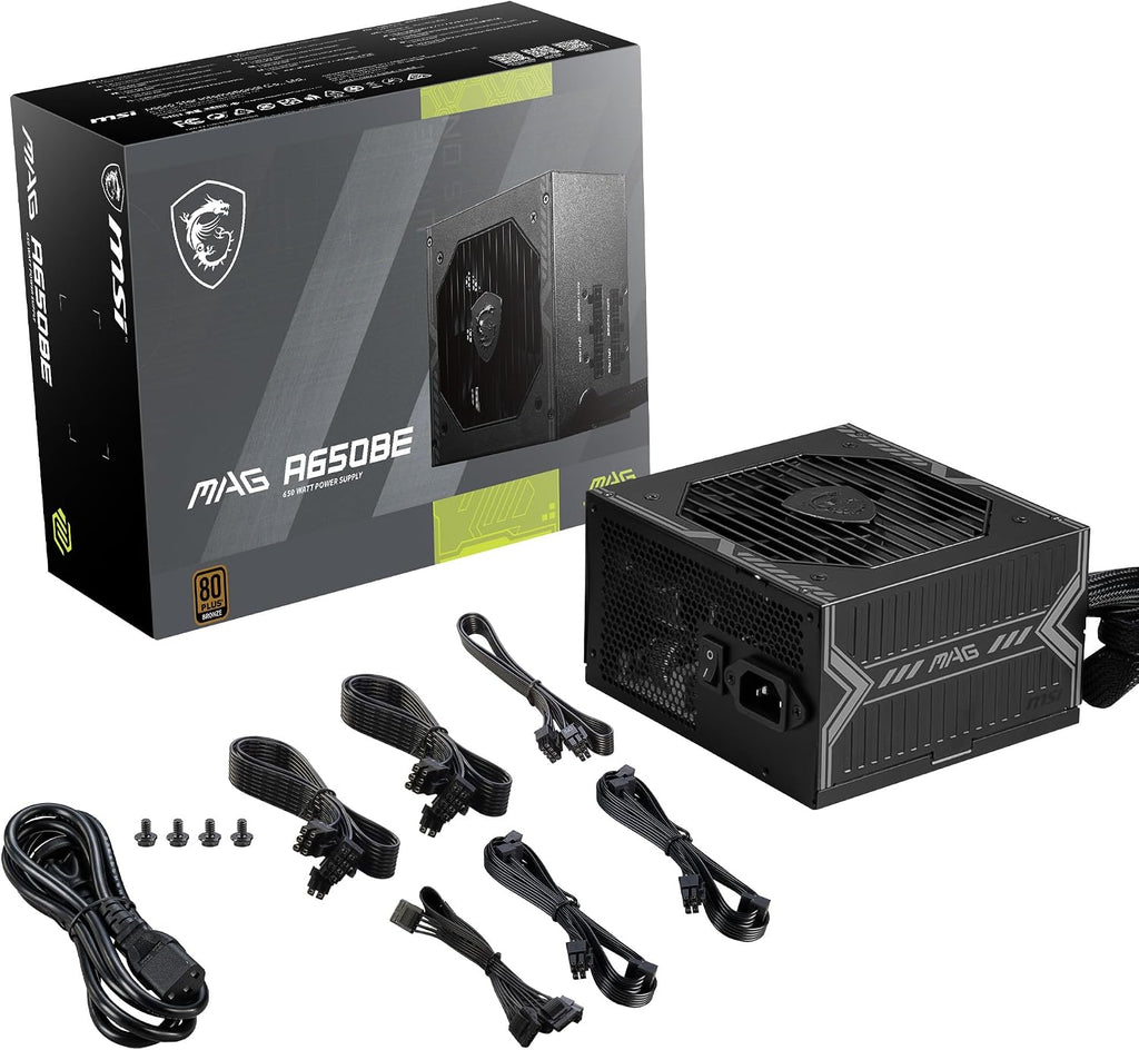 MSI MAG A650BE, Semi-Modular Compact 650W ATX Power Supply, 80+ Bronze, paquete de de 1