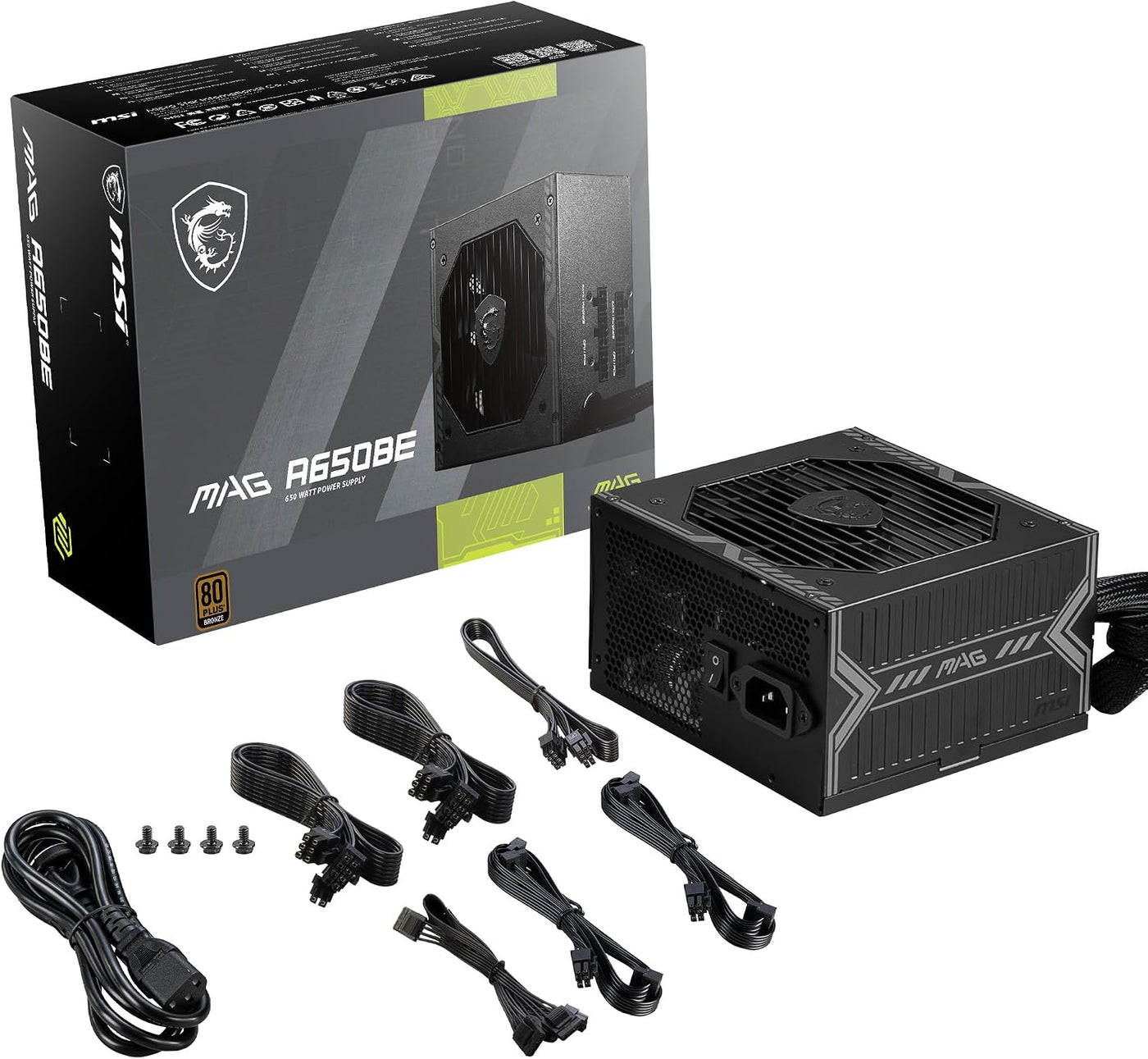 MSI MAG A650BE, fuente de alimentación semimodular compacta ATX de...