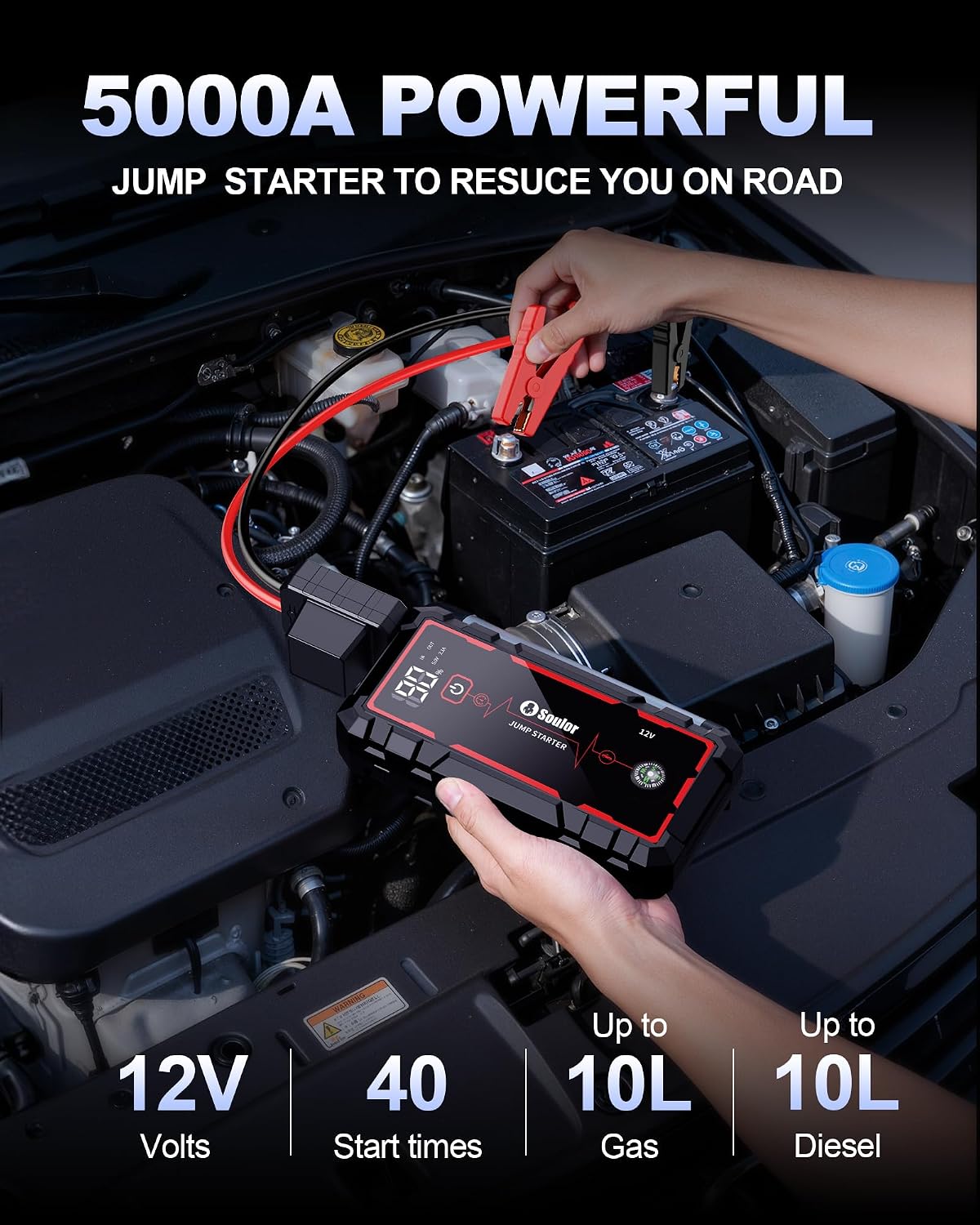 Arrancador de batería portátil para automóvil Jump Starter 5000A