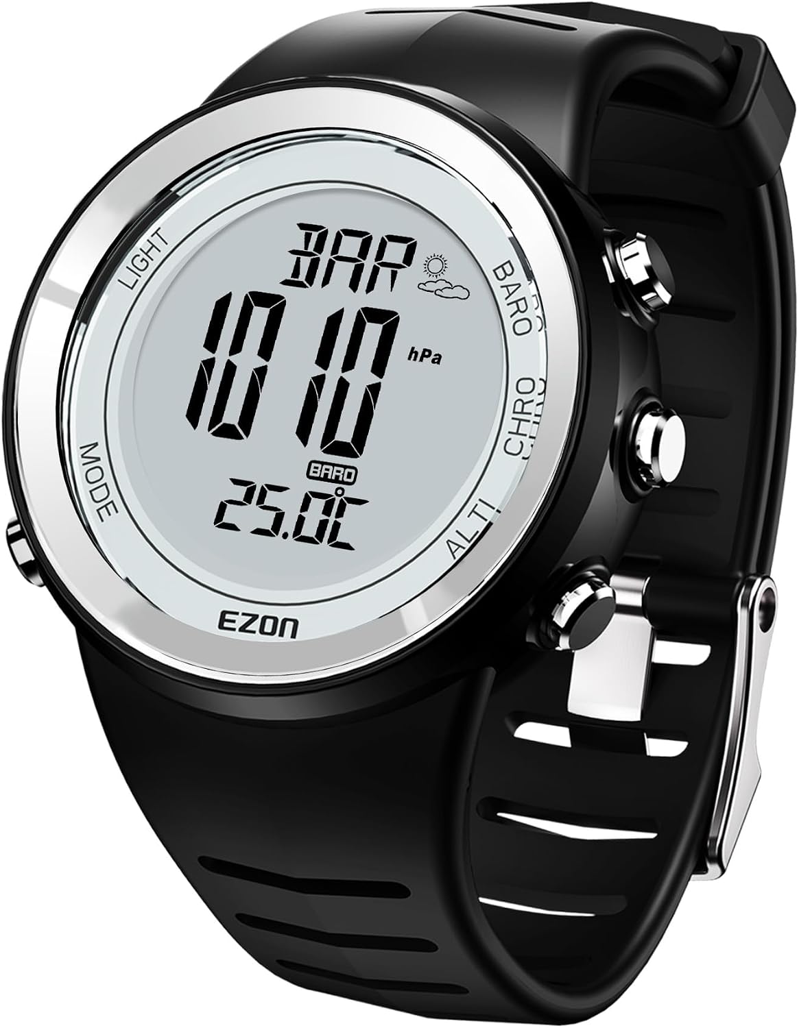Reloj deportivo digital para exteriores H009 con altímetro, barómetro, termómetro, pronóstico del tiempo, retroiluminación EL y cronómetro, ideal para senderismo y escalada