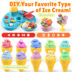Juegos de masa de color 2 en 1 para niños de 2 a 4-8 años, máquina de helado y pizza de Kitchen Creations, juguetes de comida de arte y manualidades para niños de 3 años en adelante, niñas y niños, 8