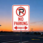 Paquete de 4 letreros grandes de no estacionar en cualquier momento con flecha, aluminio reflectante sin óxido, 18 x 12 pulgadas, resistente a la intemperie y a la decoloración para control de tráfico
