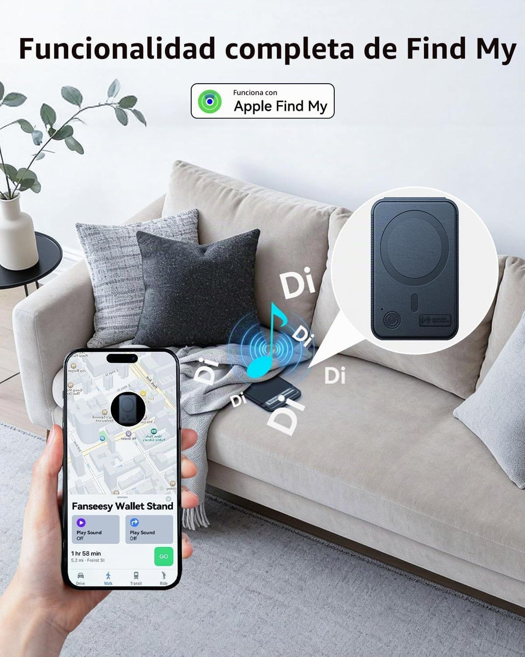 TWZKG para MagSafe Wallet, funciona con Apple Find My, 5 tarjetero con