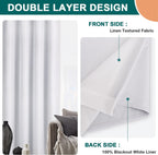 Diraysid Cortinas opacas de lino blanco 100% para dormitorio con ojales, aislamiento térmico y cortinas de oscurecimiento (2 paneles, 52.0 x 84.3 in)