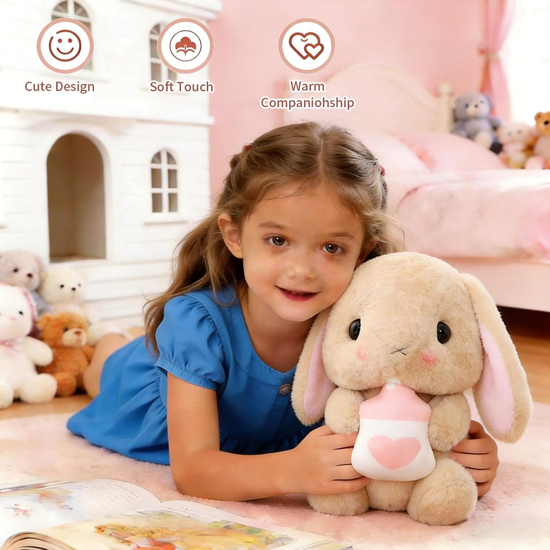 HOUPU Juguete de peluche - Conejo con orejas caídas sentado, conejo...