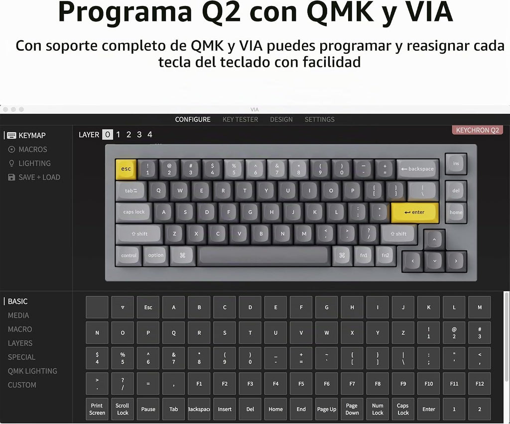 Keychron Q2 Teclado mecánico personalizado con cable, macro programable QMK/VIA, aluminio completo, interruptor rojo Gateron G Pro intercambiable en caliente, 65% de diseño de junta doble compatible