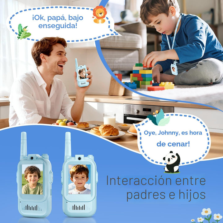 Walkie Talkies de Video para Niños, Paquete de 2 Intercomunicadores...