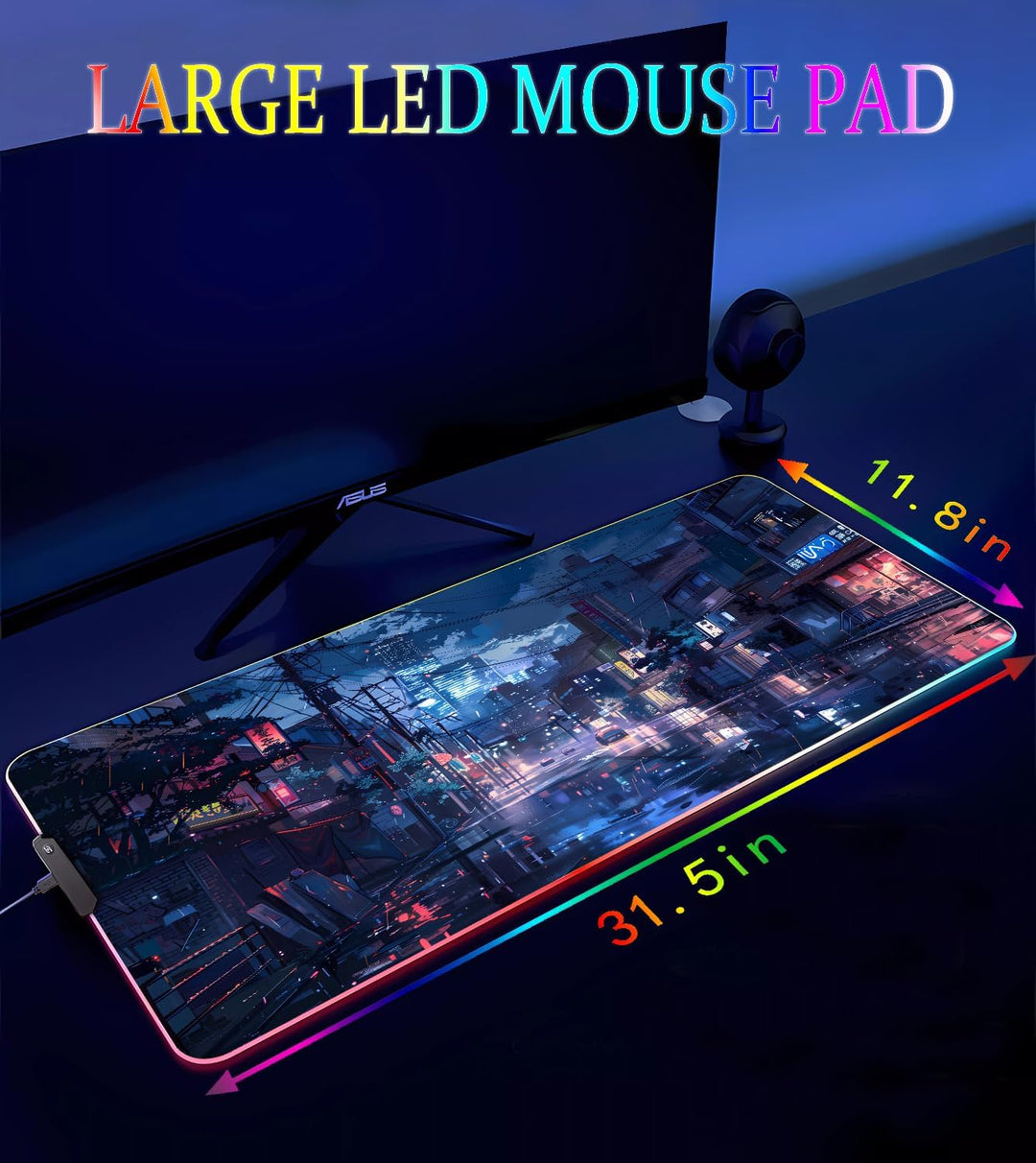 Armanza Alfombrilla de ratón RGB para juegos, alfombrilla grande co...