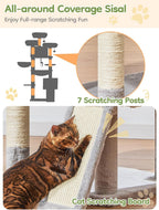 Taoqimiao Árbol para Gatos Alto, 76In Torre para Gatos Grandes, 3 Plataformas Acolchadas