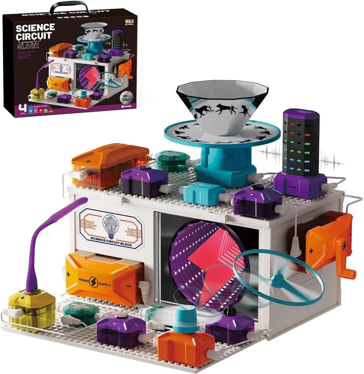 Kit de electrónica STEM para niños de 3 años, 45 piezas de circuito