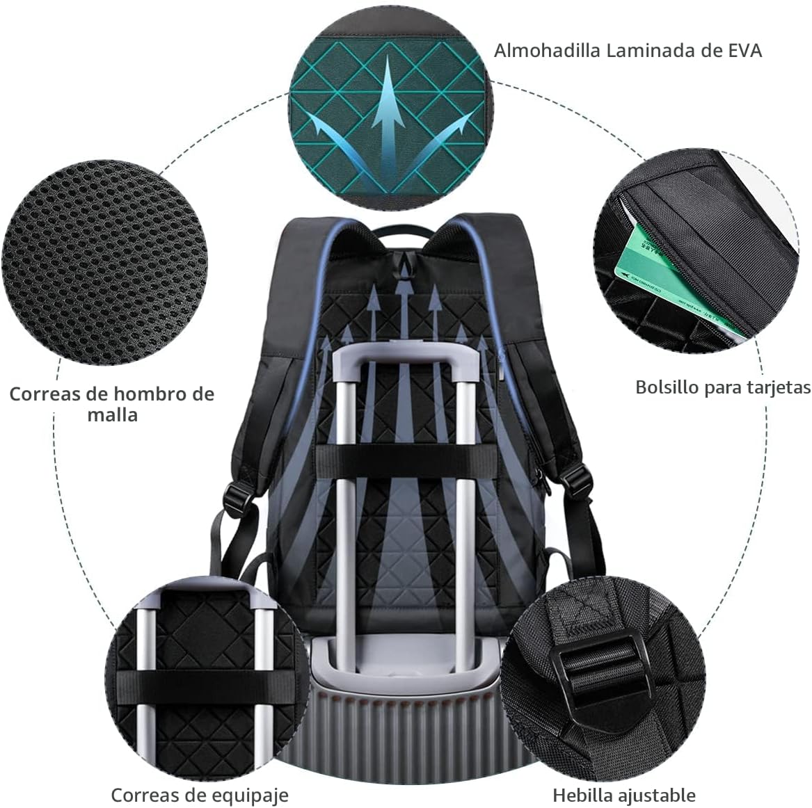 HK - Mochila para hombre, bolsa delgada para computadora portátil de 15,6