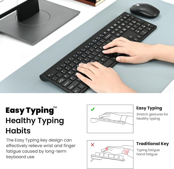Cimetech Combo de teclado y mouse inalámbricos, 2.4G USB de tamaño...