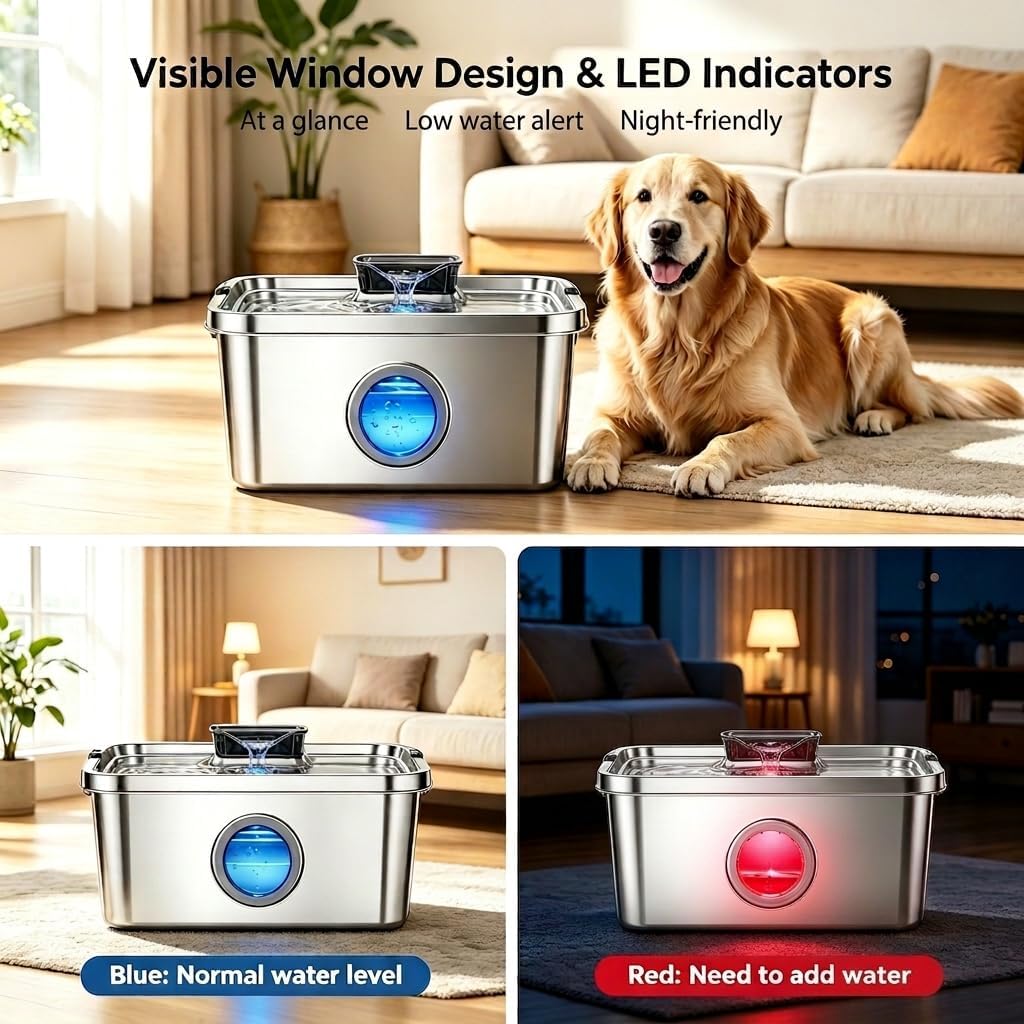 PETTEN Fuente de agua elevada del perro del acero inoxidable interior 12L