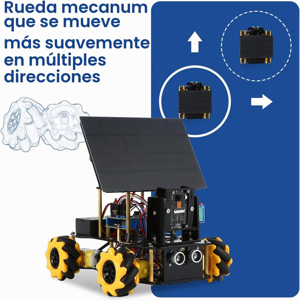 4 en 1 ESP32 Smart Camera Solar Robot Car, 4WD Kit de robótica de coche con control remoto para niños de 8 a 12 y 16 años, programación electrónica, kit de codificación científica de juguete STEM compatible con Arduino/Scratch/Phython
