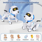 Robot Dog - Robot robot de control remoto con baile cantante, juguete para niños, 17 funciones E Interactivo Perro para 6+, programable inteligente interactivo robótico mascotas, azul y blanco