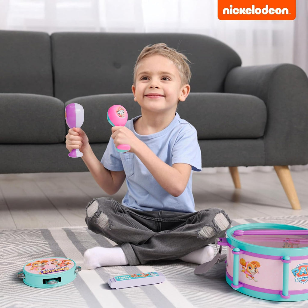 Lollipop - Juguetes musicales para niñas de Paw Patrol - Juego completo de instrumentos para niños pequeños con tambor, armónica, pandereta, maraca y palos, juguetes musicales educativos perfectos
