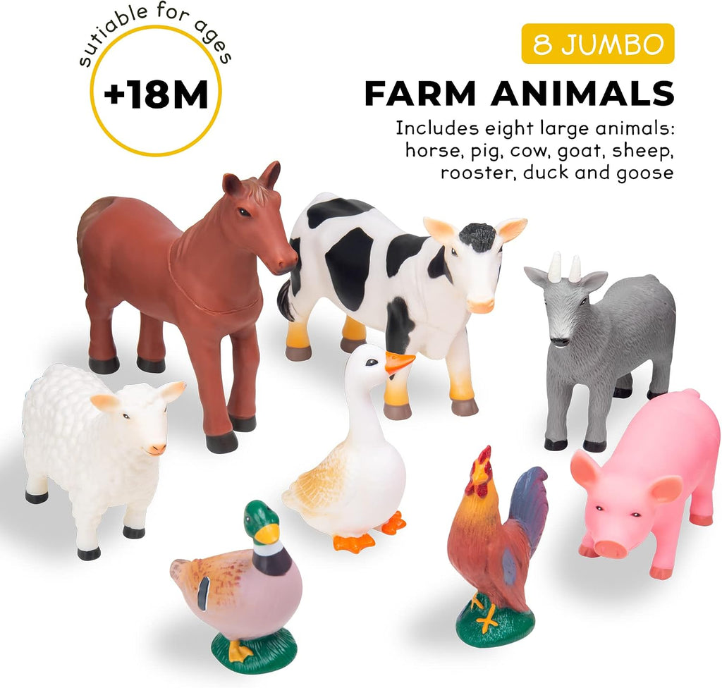 Conjunto de 8 figuras de animales de granja jumbo de Learning Minds