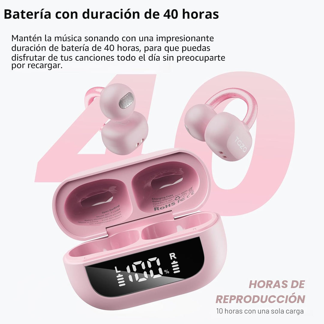 TOZO OpenEarRing - Auriculares inalámbricos con clip abierto de 40...