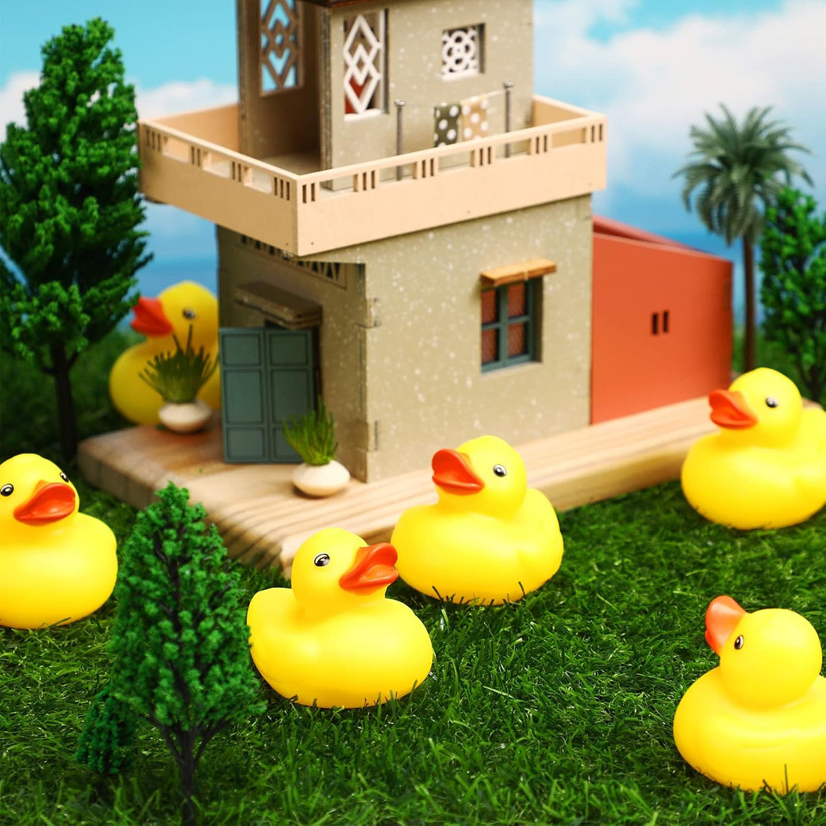 Vinsot - Mini patos de goma a granel, juguetes de baño chirriantes