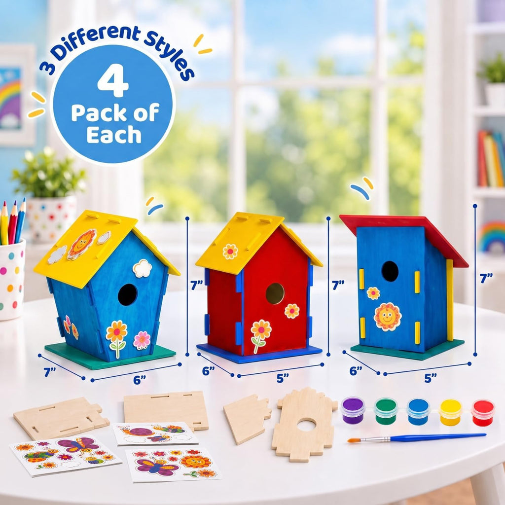 Neliblu - Kit de casa de pájaros para niños, 3 formas únicas y 2 tamaños