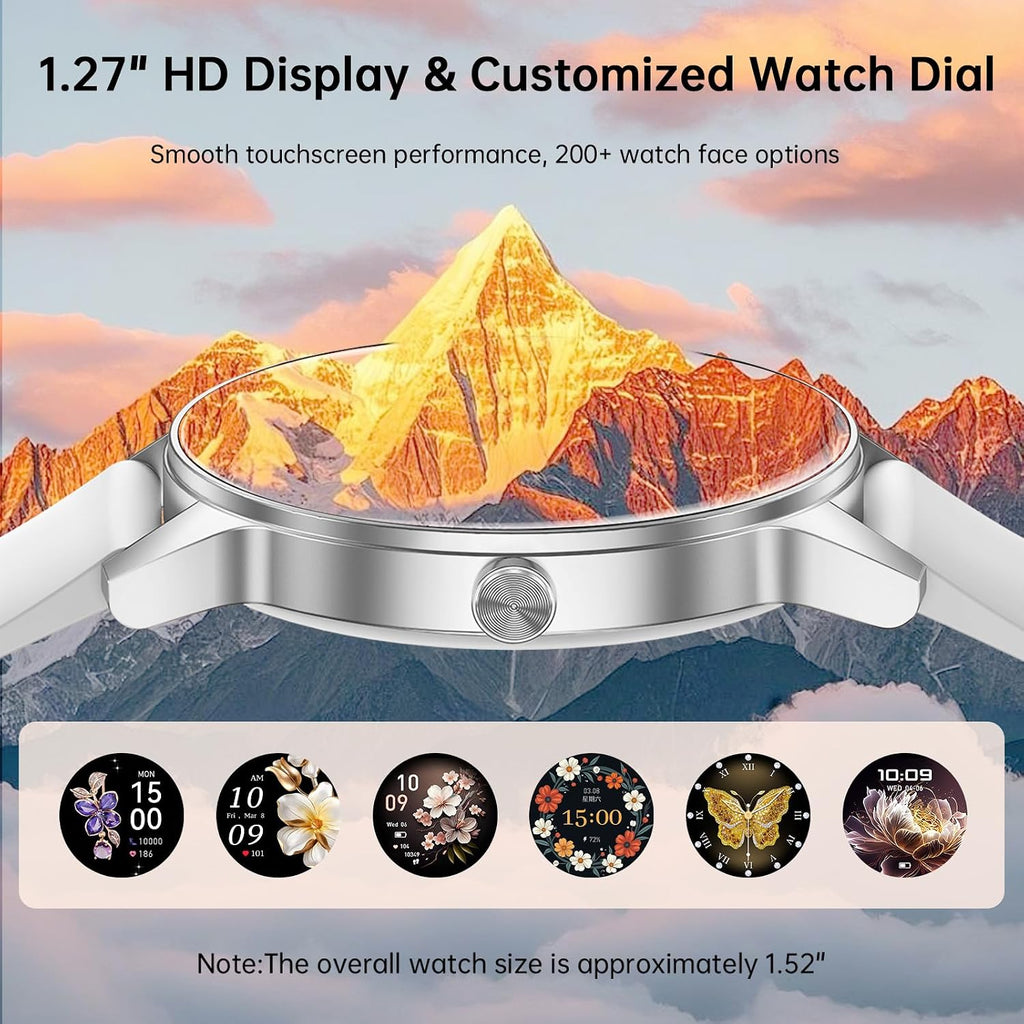 Reloj inteligente para mujer (respuesta/hacer llamadas), pantalla HD de 1.27 pulgadas con monitor de frecuencia cardíaca/sueño, más de 130 modos deportivos IP68 impermeable seguimiento de