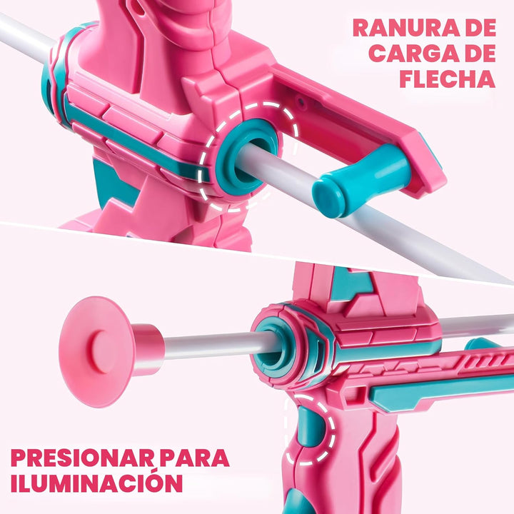 JOYIN Juego de arco y flecha rosa para niñas, juego de juguetes de...