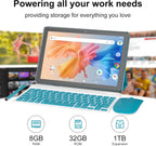 Tablet Android 15, tabletas de 10 pulgadas, 8GB RAM+32GB ROM/2TB expandible, verde.