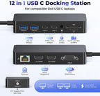 Rocketek Estación de acoplamiento para portátil Dell Dual HDMI+VGA con