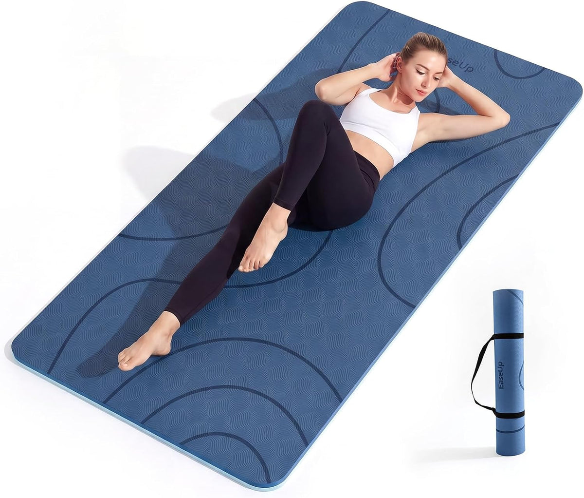 EaseUp Esterilla de yoga grande, 73 x 35.5 x 0.4 pies, extra gruesa y ancha, alfombrilla de pilates de 0.394 in, alfombrilla de ejercicio antideslizante, alfombrillas de entrenamiento para gimnasio en
