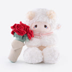 Peluche de cordero blanco de 11.4 pulgadas con ramo extraíble de rosas rojas, Oveja-Rosa Roja