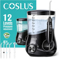 COSLUS E1 - Hilo dental eléctrico de agua, presión profesional 12, negro