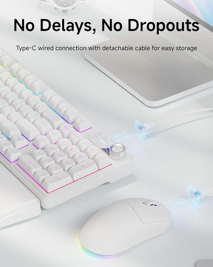 EWEADN Combo de teclado y mouse con cable con reposamuñecas desmont...