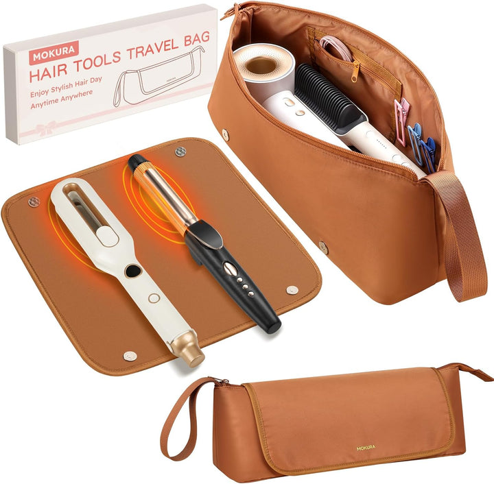 MOKURA Bolsa de viaje para herramientas de pelo caliente con alfomb...