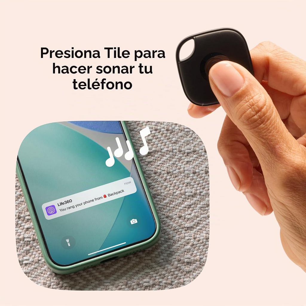Life360 Tile Starter Pack - Rastreadores Bluetooth y buscadores de artículos para llaves, carteras y más. Compatible con iOS y Android. Buscador de teléfonos. Paquete de 2 (negro mate/delgado)