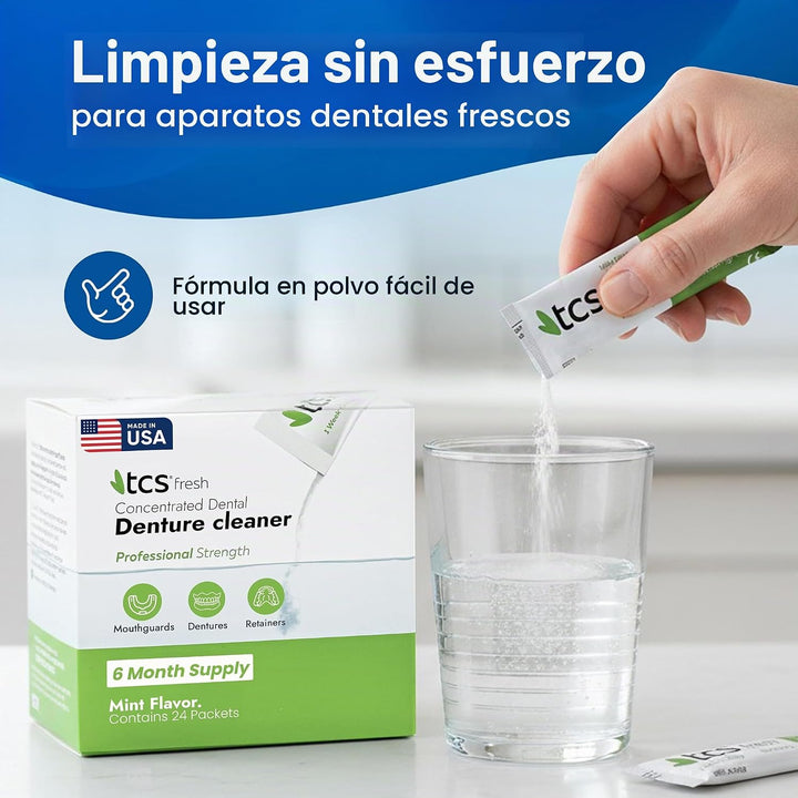 TCS Fresh Denture Cleaner - 24 paquetes (suministro para 6 meses) |...