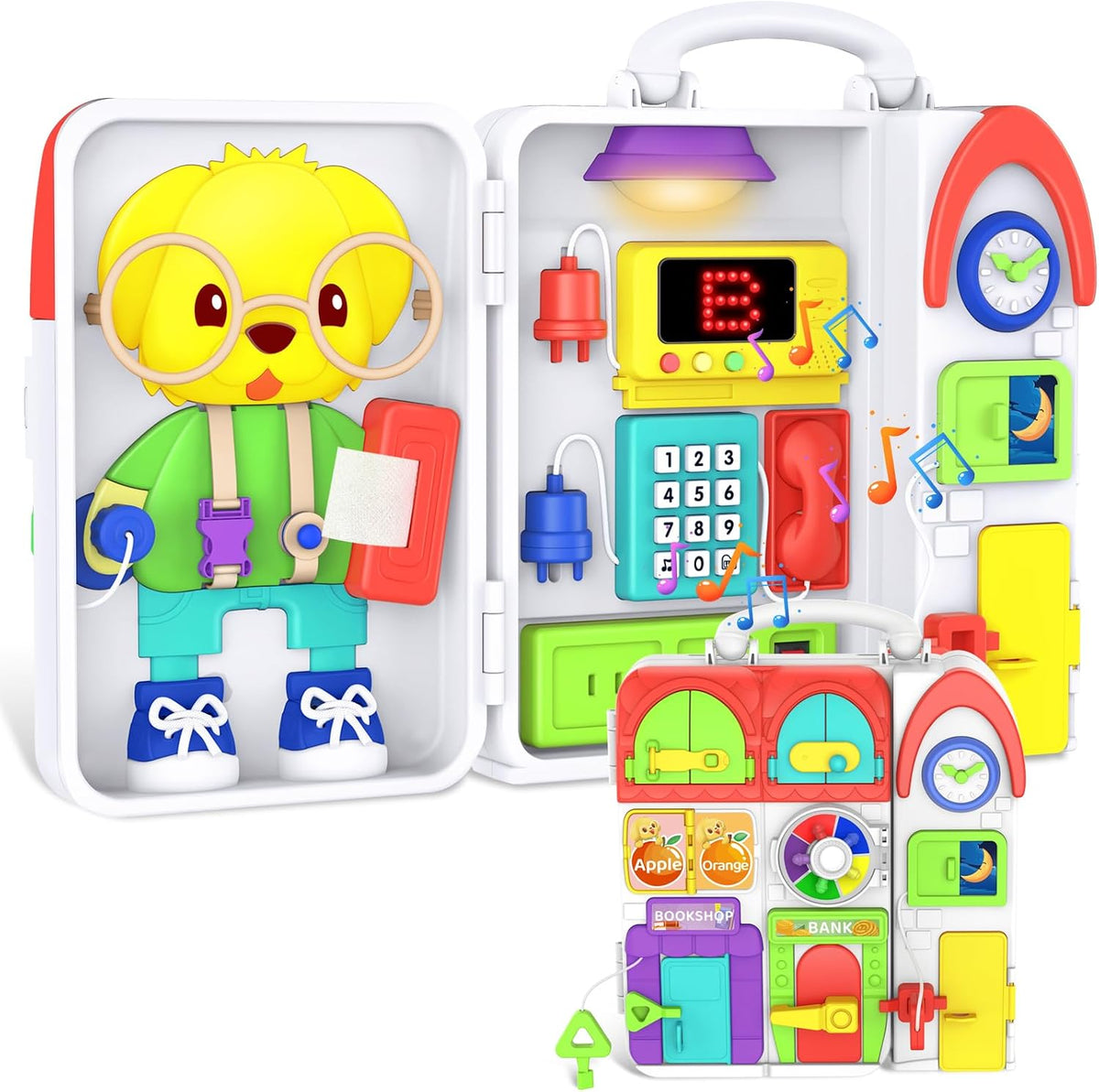 Juguetes para niños pequeños de 1-2 años, tablero ocupado musical Montessori, juguete educativo temprano para niños pequeños de 1-3 años, juguete de desarrollo de habilidades motoras para 12-18 meses