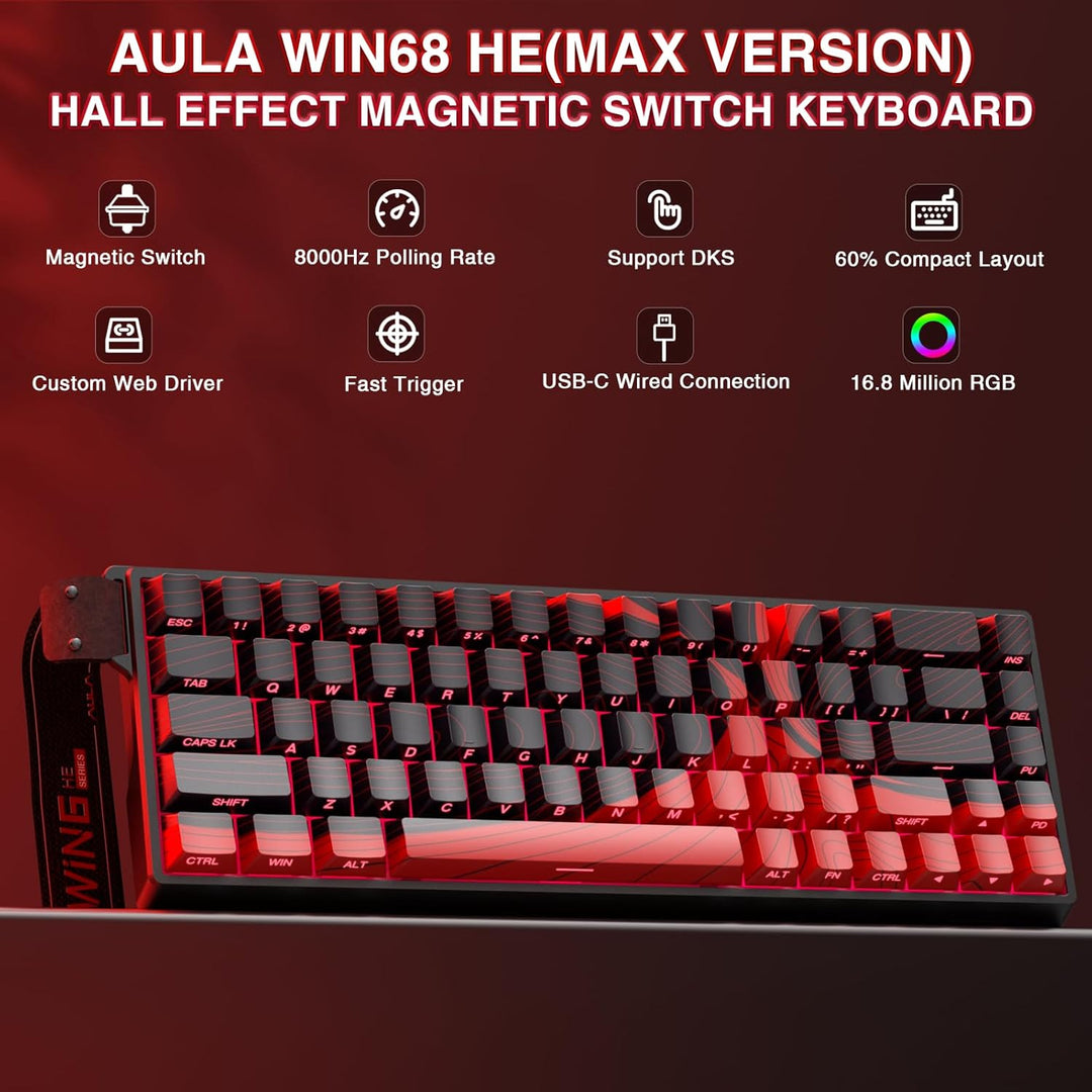 AULA WIN68 HE MAX - Teclado de Juegos de Efecto Hall con Interrupto...