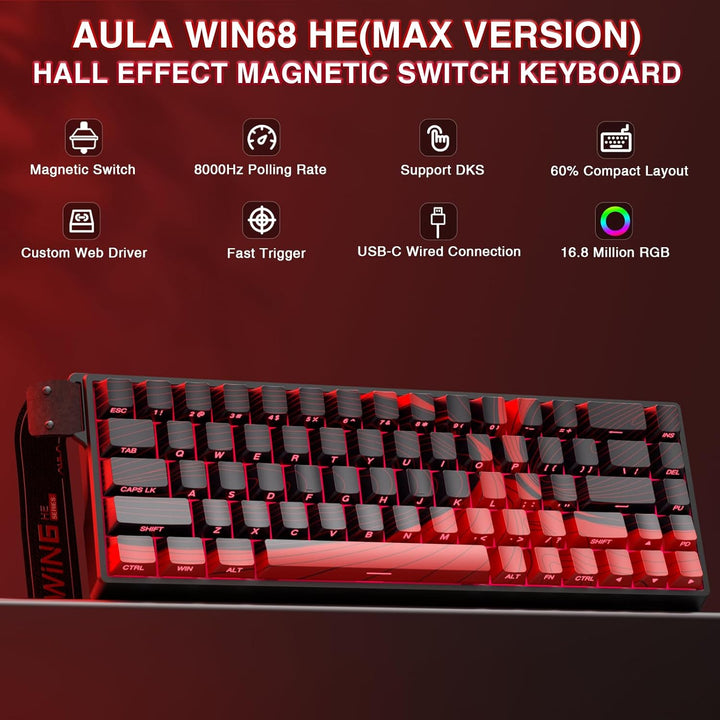 AULA WIN68 HE MAX - Teclado de Juegos de Efecto Hall con Interrupto...