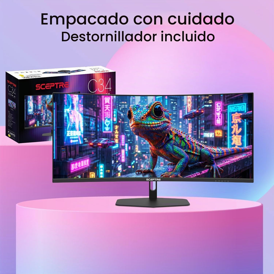 Sceptre - Monitor curvo para juegos Prime de 34 pulgadas 3440 x 144...