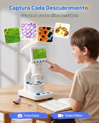 TOMLOV DM302K Microscope para Niños, 800X Kit de Ciencia, Pantalla de 4.3"  Juguete STEM