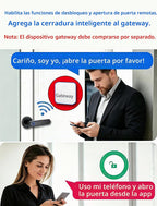 Cerradura de puerta inteligente con huella digital con mango de teclado: soporta múltiples métodos de entrada sin llave, incluyendo biometría, aplicación, contraseña, llave y tarjeta, adecuado para