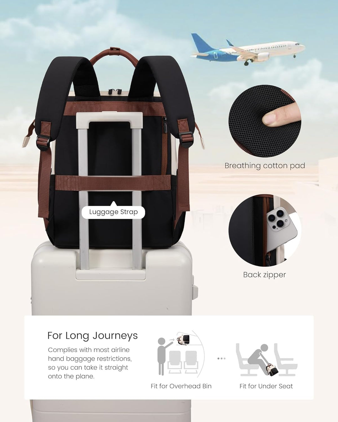 LOVEVOOK Mochila para laptop para mujer, mochila de viaje de trabaj...