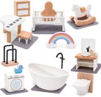 HAPGFS Juego de muebles de casa de muñecas de madera, accesorios el...