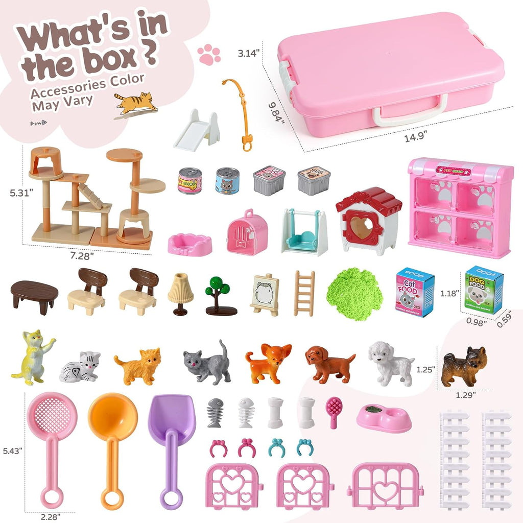 Cat y Dog Sensory Bin, Play Sand Kit para Girls y Boys Ages 3-8
